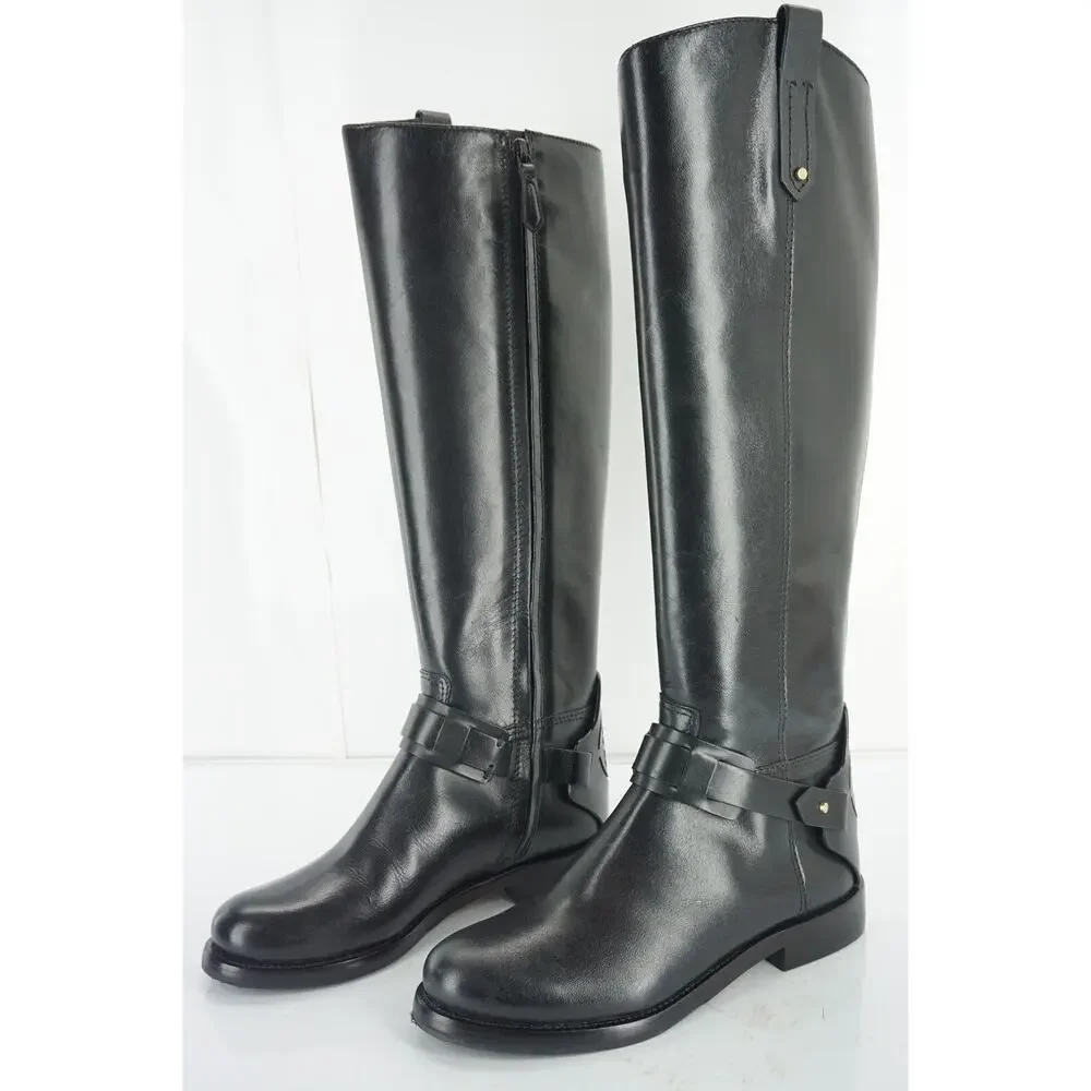 Tory Burch Derby Riding Boot Size 4.5 Ankle Strap Cut Out Logo